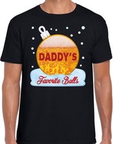 Fout Kerst shirt / t-shirt - Daddy his favorite balls - bier / biertje - drank - zwart voor heren - kerstkleding / kerst outfit S (48)