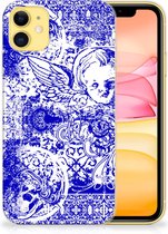 Silicone Back Case Geschikt voor iPhone 11 Angel Skull Blue