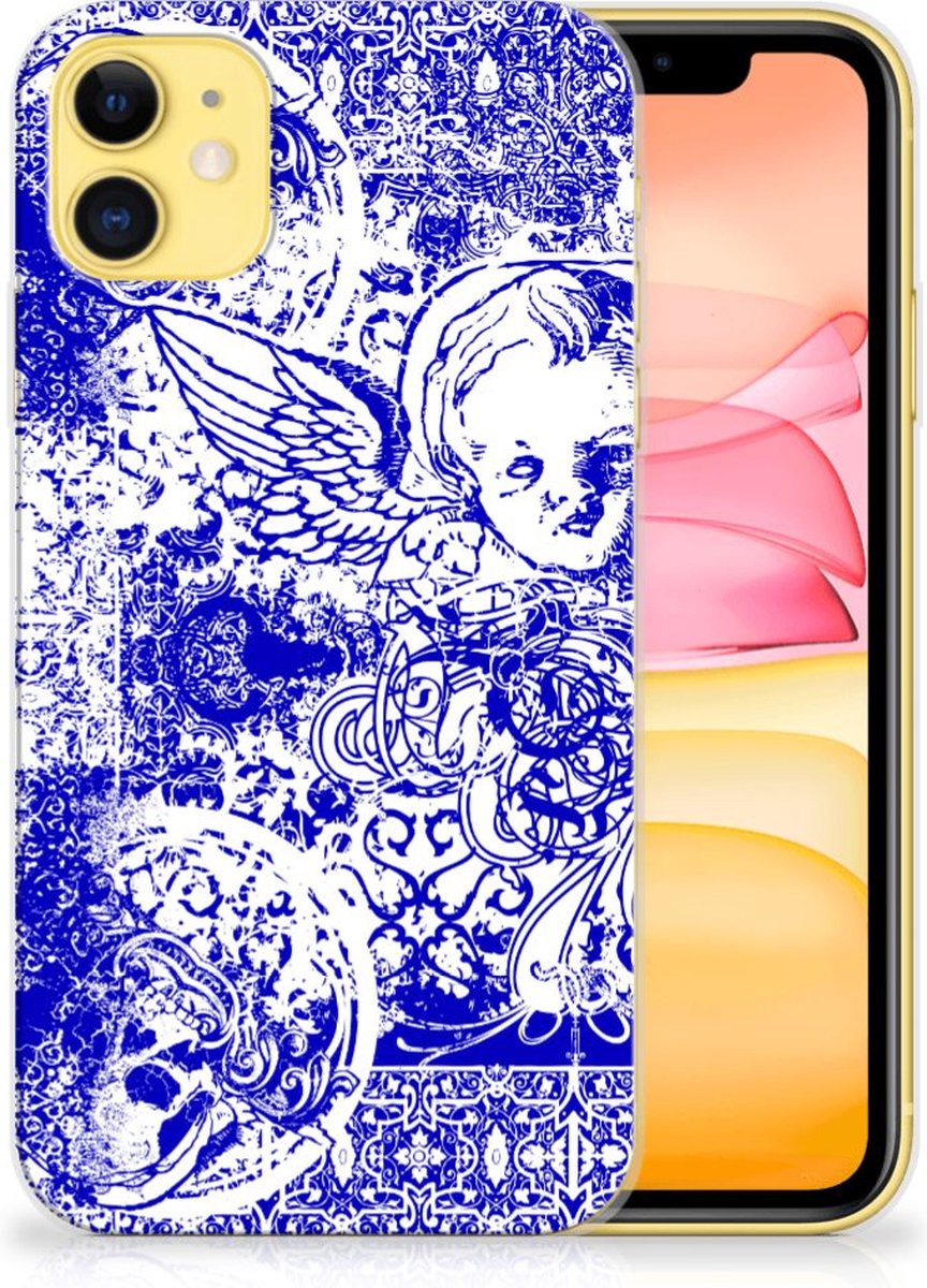 Silicone Back Case Apple iPhone 11 Angel Skull Blauw