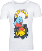 Pacman Heren Tshirt -S- Retro Cabinet Wit