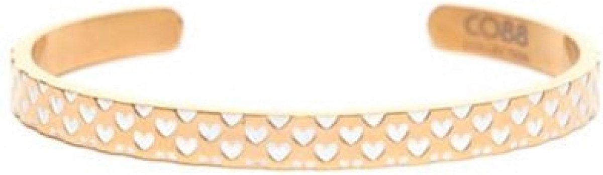 CO88 Collection 8CB-90100 - Stalen bangle armband - hart patroon - one-size - goudkleurig