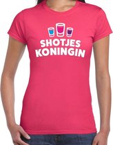 Shotjes Koningin drank fun t-shirt roze voor dames - drankjes drink shirt kleding S