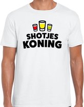 Shotjes Koning drank fun t-shirt wit voor heren XL