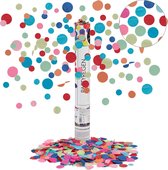 Relaxdays confetti kanon groot - party popper gekleurd - 40 cm - verjaardag - decoratie