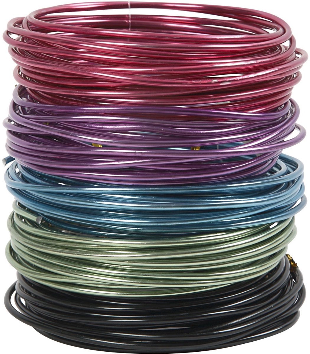Aluminium draad - Assortiment, dikte 3 mm, kleuren assorti, 5 rollen