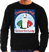 Foute Italie Kersttrui / sweater - Christmas in Italy we know how to party - zwart voor heren - kerstkleding / kerst outfit 2XL (56)