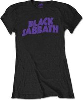 Black Sabbath - Wavy Logo Vintage Dames T-shirt - L - Zwart