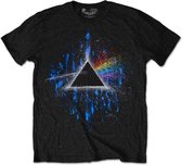 Pink Floyd Heren Tshirt -S- Dark Side Of The Moon Blue Splatter Zwart