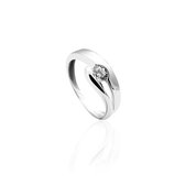 Jewels Inc. - Ring - Fantasie gezet met Zirkonia Steen - 7mm Breed - Maat 48 - Gerhodineerd Zilver 925