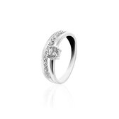 Jewels Inc. - Ring - Fantasie gezet met Zirkonia Stenen - 8mm Breed - Maat 58 - Gerhodineerd Zilver 925