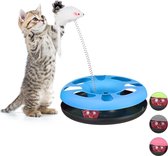 relaxdays kattenspeelgoed muis - cat toy - kattenspeeltje - speelgoed voor kat springveer light Blue