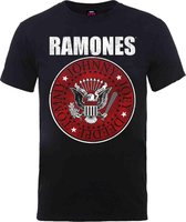 Ramones Heren Tshirt -L- Red Fill Seal Zwart