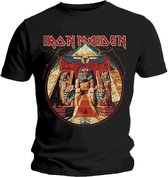 Iron Maiden Heren Tshirt -2XL- Powerslave Lightning Circle Zwart