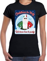 Fout Italie Kerst t-shirt / shirt - Christmas in Italy we know how to party - zwart voor dames - kerstkleding / kerst outfit XL