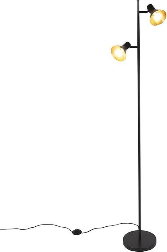 QAZQA magno - Moderne Vloerlamp | Staande Lamp - 2 lichts - H 1580 mm - Zwart Goud - Woonkamer | Slaapkamer