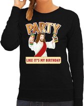 Foute kersttrui / sweater  Party like it is my birthday zwart voor dames - kerstkleding / christmas outfit XS (34)