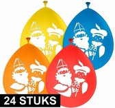 24x Sinterklaas versiering ballonnen - Gekleurde Sint en Piet ballonnen 24 stuks