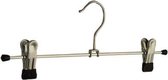 De Kledinghanger Gigant - 30 x Rok / broekhanger metaal verchroomd met anti-slip (zwart) knijpers, 30 cm