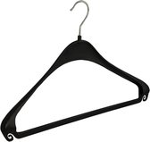De Kledinghanger Gigant - 50 x Mantel / kostuumhanger kunststof zwart met schouderverbreding en broeklat, 44 cm