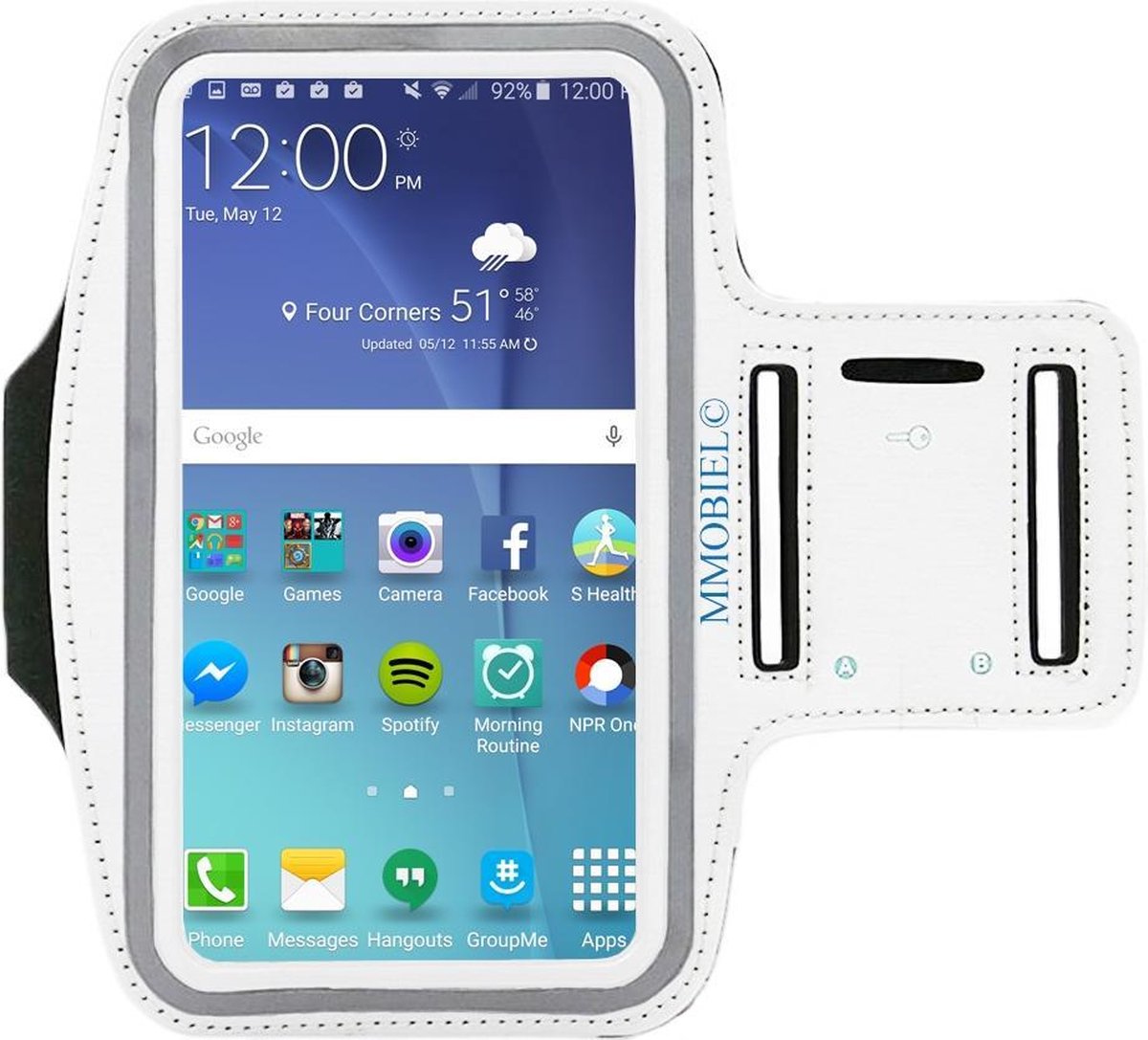 MMOBIEL Sport / Hardloop Armband voor Samsung S20 / S10 Plus / S10 / S10 Plus / S9 / S9 Plus / S8 / S8 Plus / Note 10 / Note 8 Comfortabel, Verstelbaar, Koptelefoon Aansluitruimte en Sleutelhouder - Lengte 160 mm & Breedte 80 mm - Wit