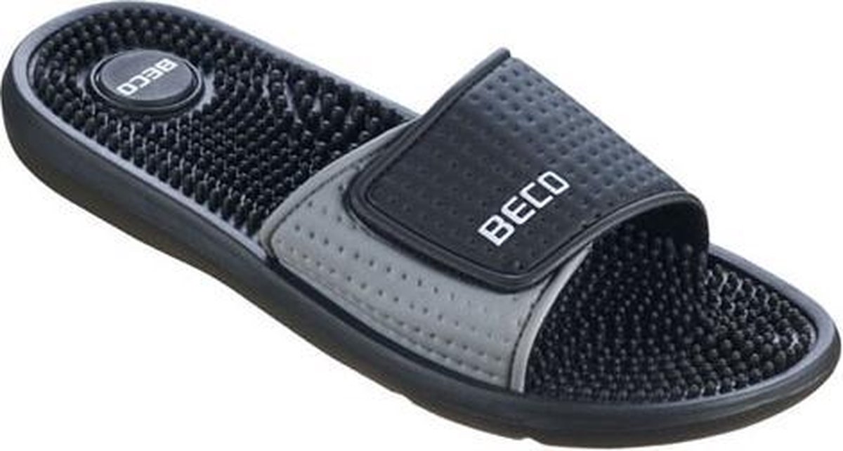 BECO Badslippers Met Klittenband Zwart Heren