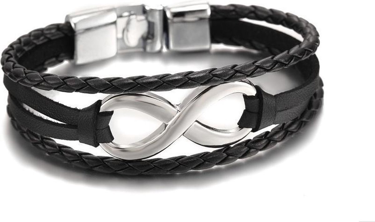 Leren infinity armband, zwart | bol.com