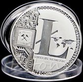 Litecoin munt (Zilverkleur) in luxe cadeauverpakking met certificaat en unieke muntcode - DD-1229