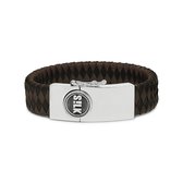 SILK Jewellery - Zilveren Armband - Alpha - 811BBR.19 - bruin/zwart leer - Maat 19