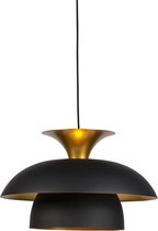 QAZQA Titus - Moderne Hanglamp met kap - 1 lichts - Ø 500 mm - Zwart Goud - Woonkamer | Slaapkamer | Keuken