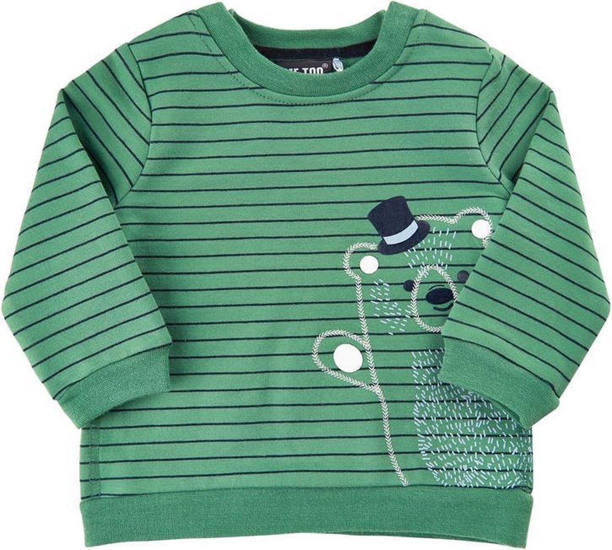 Me Too - sweatshirt - gestreept - groen - Maat 68