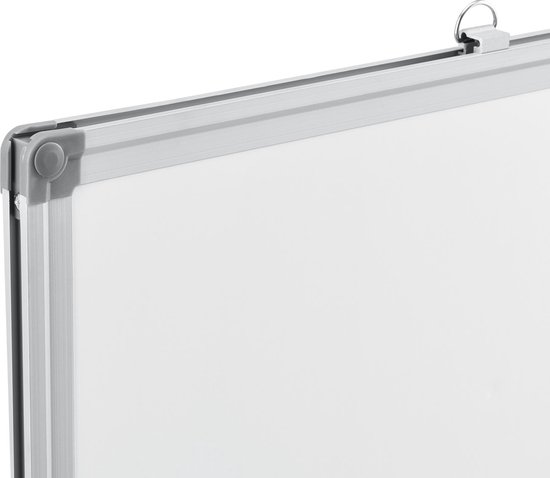 HOMCOM Whiteboard Magnetisch Magneetbord met 4 markers, 1 gum, 10 magneten, eenvoudig af te vegen, wandmontage, 90 x 1,8 x 60 cm