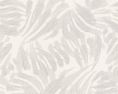 GRAFISCHE BLADEREN BEHANG - Beige Grijs Wit - AS Creation Flavour