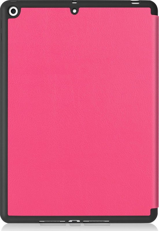 Hoesje - Geschikt voor Apple iPad 7 (2019) - 10.2 inch - 7e Generatie - Dun & Stevig - Trifold Bookcase - Hard Cover Case - Met Uitsparing Geschikt voor Apple Pencil - Hardcover Book - Tablet Hoes - Donkerroze