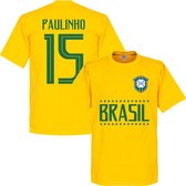 Brazilië Paulinho 15 Team T-Shirt - Geel - L