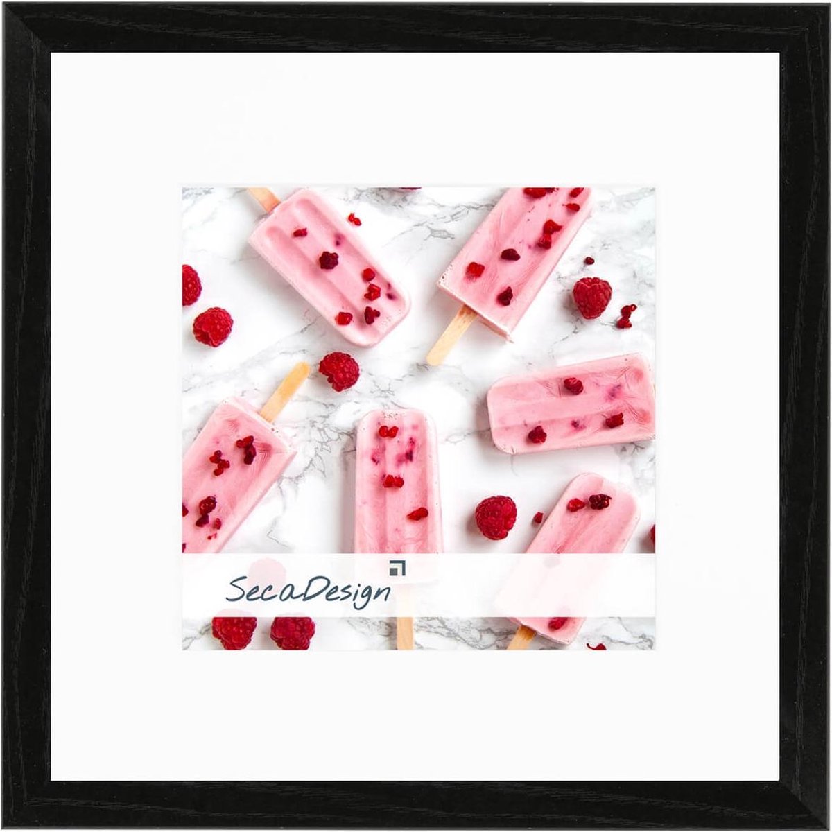 SecaDesign Tundra Hout - Fotolijst 20x20 / 13x13 cm fotomaat met passe-partout - Zwart