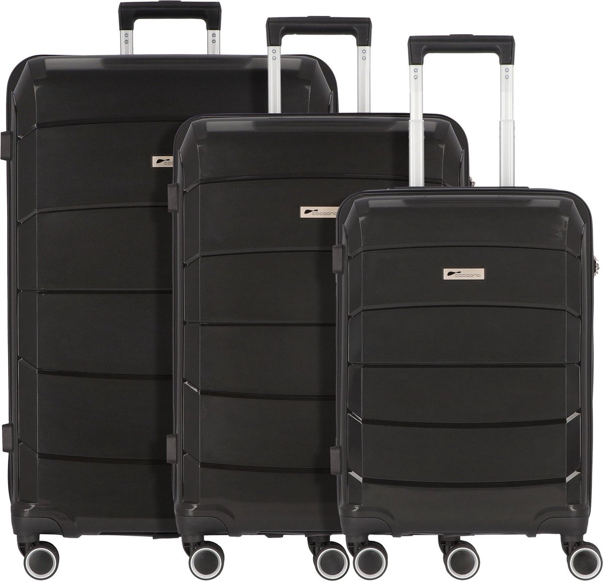 cocoono Cagliari 4 wielen Kofferset 3-delig - Harde bagage - Combinatieslot - schwarz