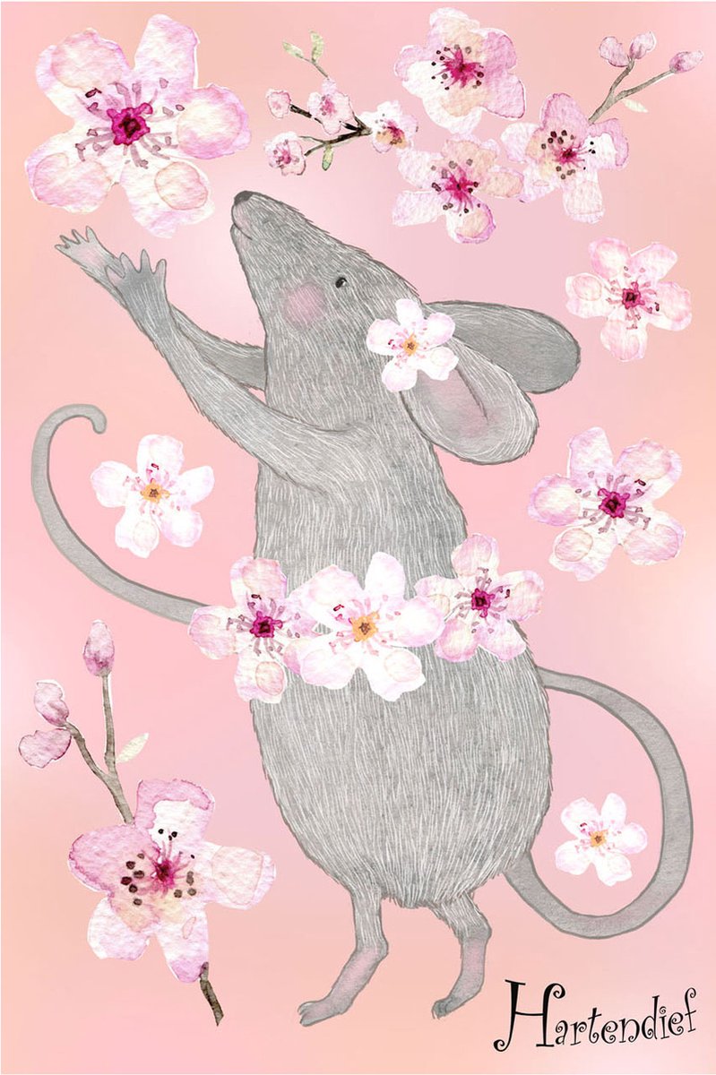 Kleine Muis Muursticker 32 cm | Voor Baby- & Kinderkamer | Geproduceerd in NL | Eigen Ontwerp | Hartendief Design | Muursticker | Sticker voor muur | Decoratiesticker | Herbruikbaar | Geprint op herplaatsbare stickerfolie