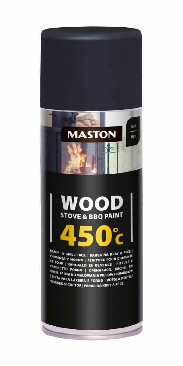Maston Wood Stove & BBQ spuitverf - Mat - Zwart - Hittebestendige Spuitverf - 400 ml - spuitbus verf