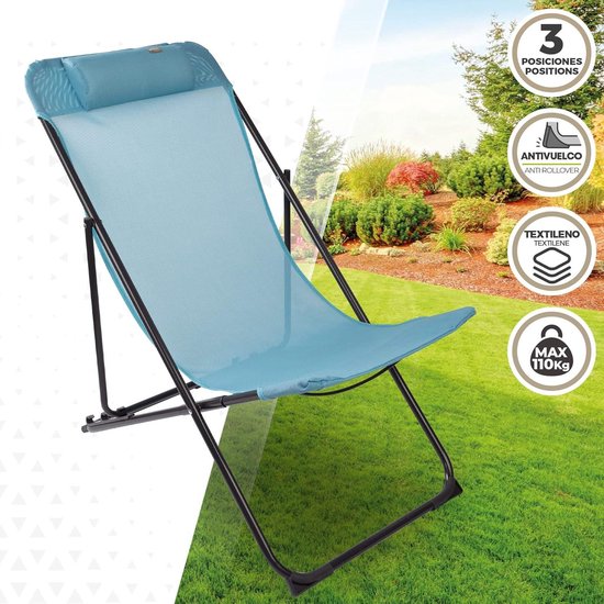 Rode Casaria Ligstoel Malta Comfort - met Zonnedak 210 cm - Beige