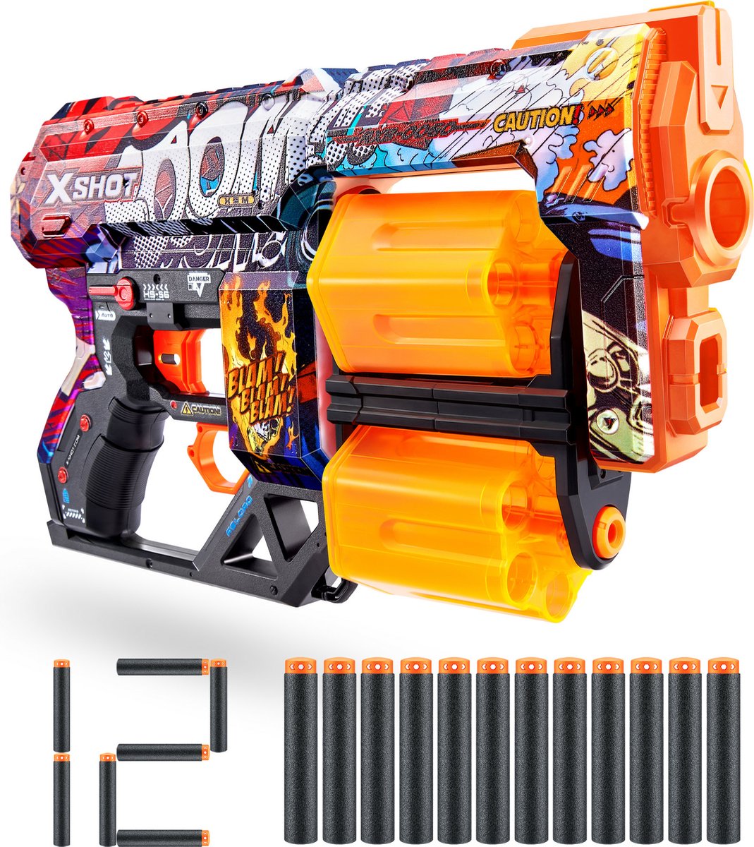 ZURU X-Shot - Skins Dread Dread Boom- Speelgoedblaster - Inclusief 12 X-Shot pijltjes - Rood