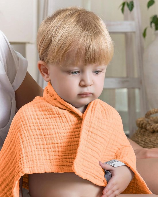 Set of 10 Premium Burp Towels for Baby - Extra Soft Muslin - 100% Cotton - 30x50 cm - Oeko Tex 100 Certified - Muslin Cloths for Diapers - Apricot Color hydrofiele washandjes van Lappi Kids — afbeelding 3