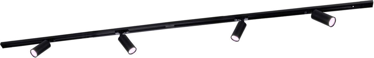 Ledvion - Smart LED Railverlichting 2M + 4 Railspots (4.9W - RGB - Zwart - Dimbaar) - 1-Fase