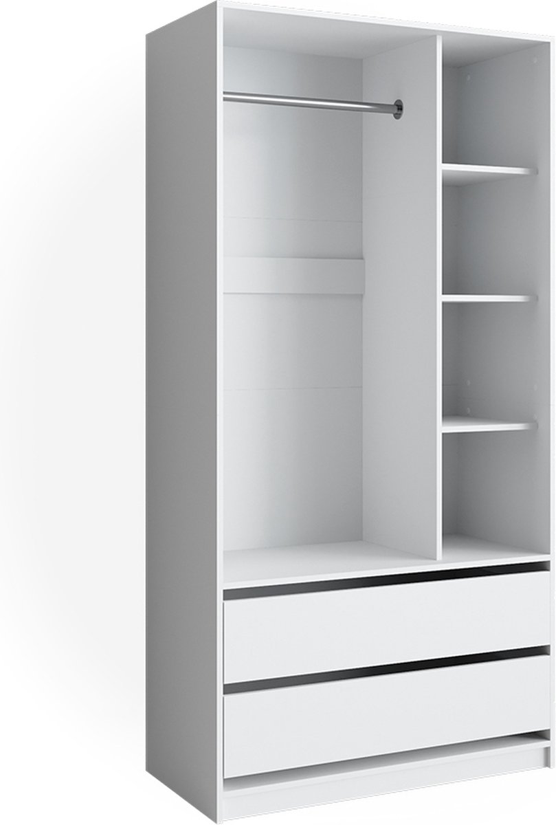 Vicco Elmo Kledingopslagkast – 100 x 200 cm met 2 laden Wit