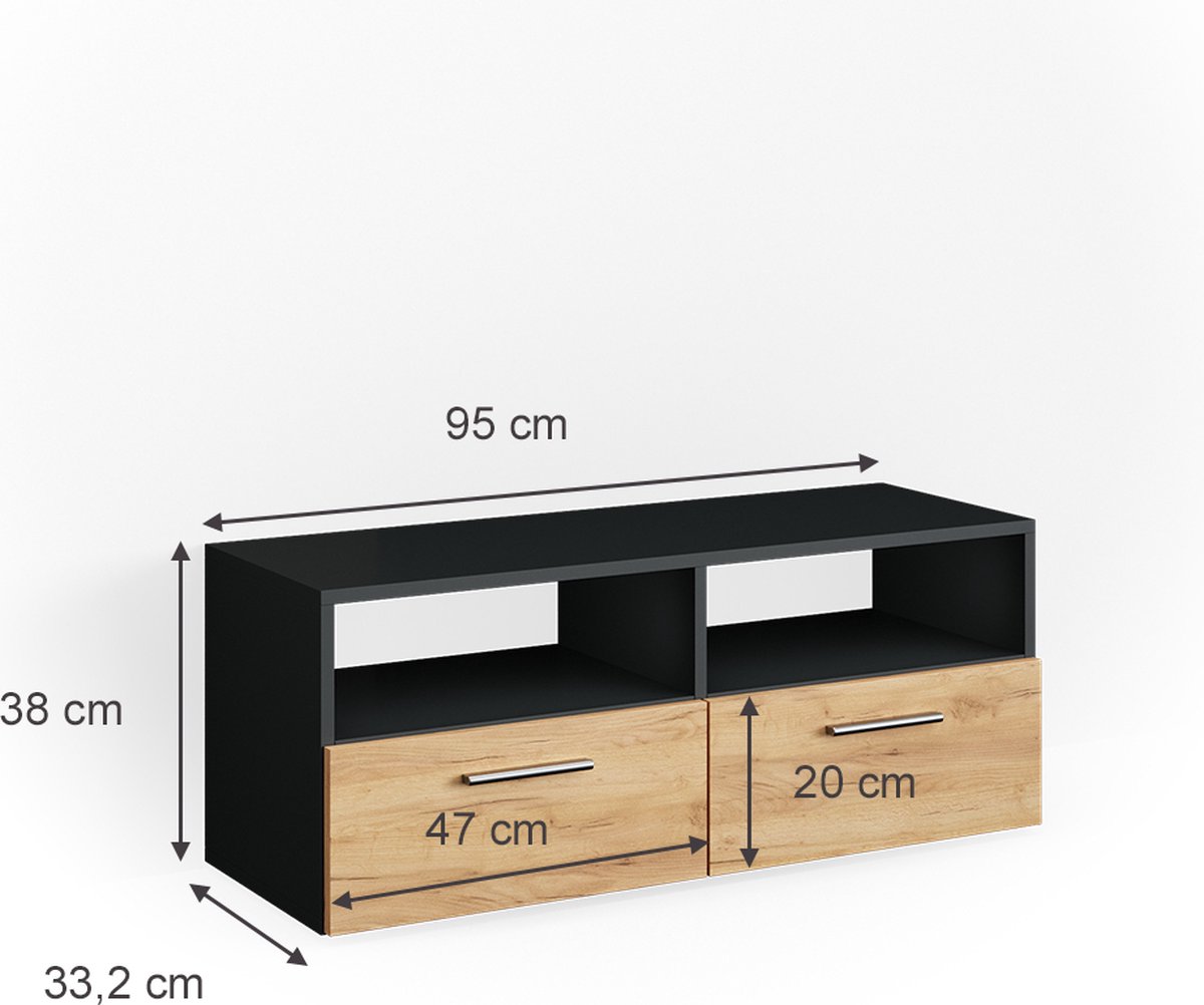 Vicco TV-meubel Diego, Wit/Wit, 95 x 38 cm