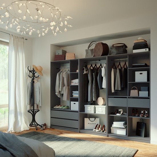 Vicco Armoire Elmo, Anthracite, 100 x 200 cm , Set de 3 pièces