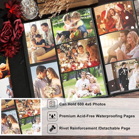 6x4 Fotoalbum, kan 300 foto‘s bevatten, insteekvakjes, linnen omslag, alleen voor 6x4 Fotoalbum, kan 300 foto‘s bevatten, insteekvakjes, linnen omslag, alleen voor