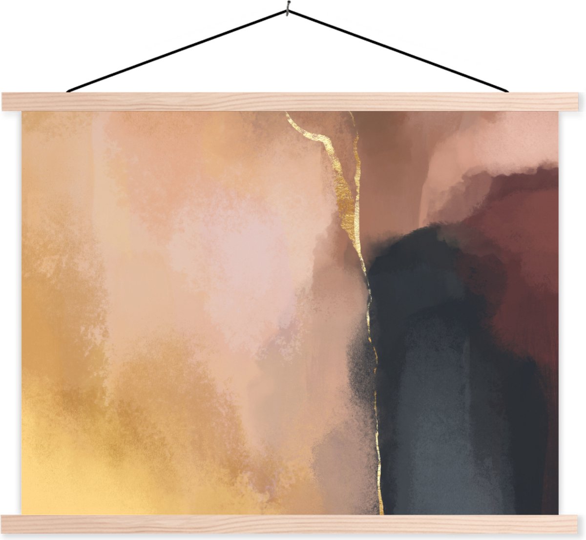 Posterhanger incl. Poster 150x113 cm - Schoolplaat - Abstract - Verf - Pastel - Textielpos
