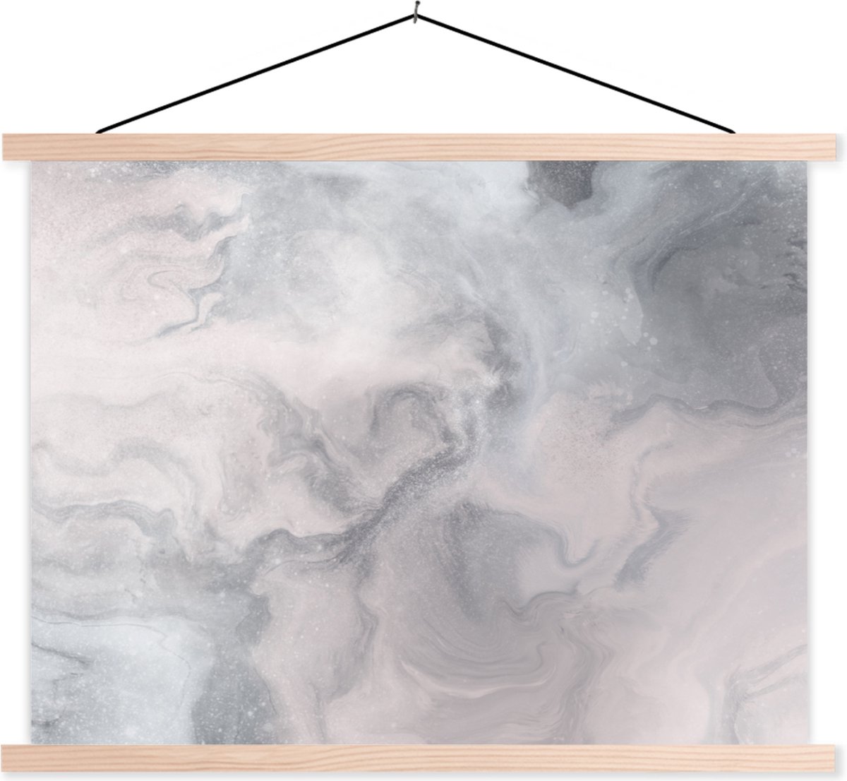 Posterhanger incl. Poster 150x113 cm - Schoolplaat - Wolken - Abstract - Verf - Textielpos