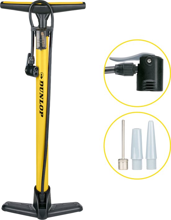 Dunlop Fietspomp - Fiets Pomp voor Dunlop, Schrader en Frans Ventiel - Staande Pomp Incl. Adaptoren voor Waterspeelgoed en Ballen