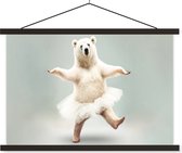 Schoolplaat - IJsbeer - Rok - Dieren - Wit - Portret - Muurdoek - 150x100 cm - Textielposter - Wanddecoratie